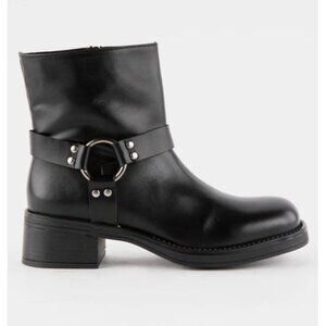 Steve Madden Adena Harness Moto Boots Black Leather Women’s Size 7